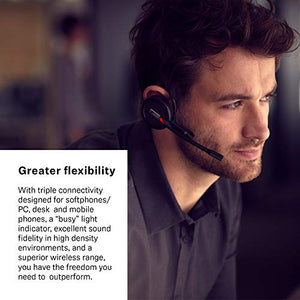 Sennheiser Enterprise Solution SDW 5016 Single-Sided Wireless DECT Headset for Desk Phone Softphone/PC& Mobile Phone Connection Dual Microphone Ultra Noise-Canceling, Black