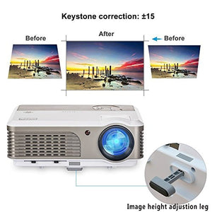 EUG LED Wireless Home Projector with Android WiFi LCD TFT Display 3900 Lumen Smart TV Projector Support Full HD 1080P 720P HDMI USB RCA Audio Speakers&Keystone for DVD Game Console PC Laptop Phones