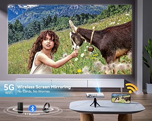GooDee Mini Projector 4K, 1080P Support Pocket DLP with WiFi & Bluetooth