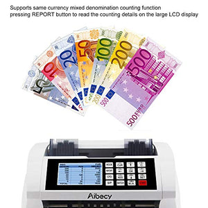 Aibecy Bill Counter Multi-Currency Mixed Denomination Count Automatic Counting Machine LCD Display with UV MG IR Counterfeit Detector Value Image Shows Usage and Common Problems