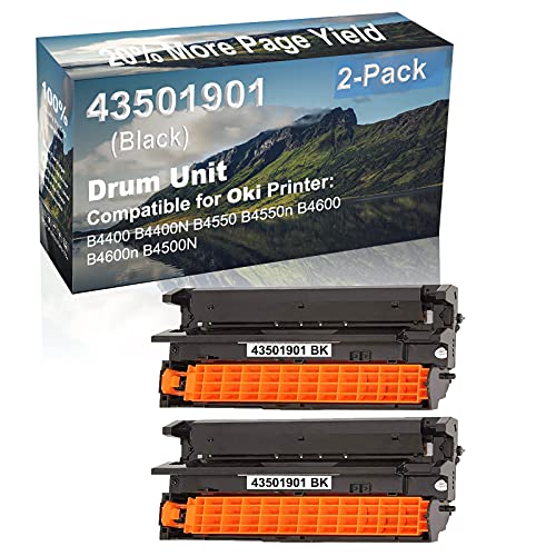 2-Pack (Black) Compatible B4550 B4550n Printer Drum Unit Replacement for Oki 43501901 Drum Kit