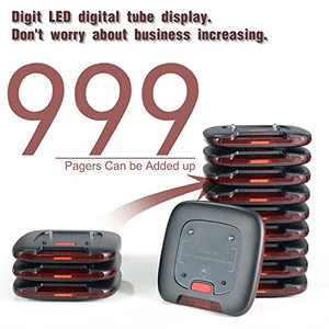 Generic Restaurant Pager System with 20 Pagers, 2624ft Range, Call Record & Silent Mode