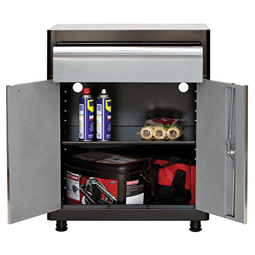 American Heritage AADF301836-MG09 Steel Base Cabinet with Drawer, 30" Width x 18" Depth x 36" Height, Black/Multi-Granite
