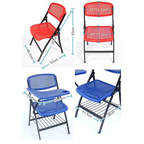 WAEYZ Folding Training Chair with Writing Board, High Grade Plastic Steel, Book Placement Net Shelf, Stacking Storage - White, 8 pcs