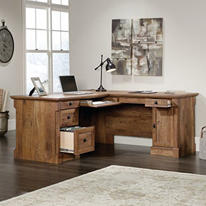 Sauder 420606 Palladia L-Shaped Desk, L: 68.74" x W: 65.12" x H: 29.61", Vintage Oak finish