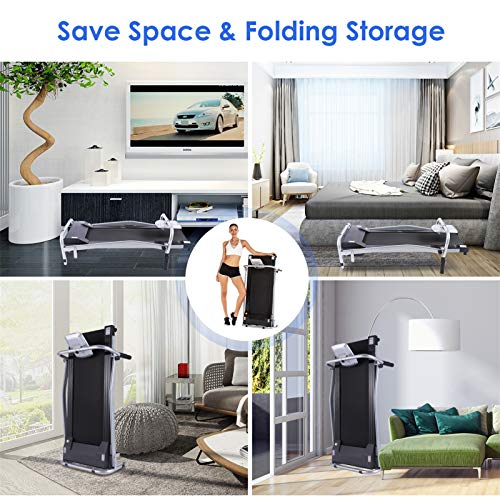 Folding Treadmill for Home, Smart Electric Treadmill with LED Monitor, Safe Handlebar & Safe Key, Portable Walking Running Jogging Exercise Equipment with Fixed Incline & Easy Assemble