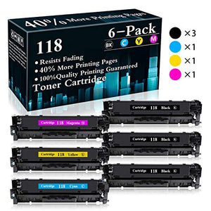 6 Pack (3BK+C+M+Y) Cartridge 118 Remanufactured Toner Replacement for Canon Color imageCLASS MF8380Cdw LBP7210Cdn LBP7600C LBP7660Cdn LBP7680Cx MF8580CDW MF726CDW MF725CDN MF722Cw MF8330Cdn Printer
