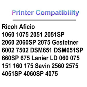 6-Pack (Black) Compatible High Yield 841332 Imaging Toner Cartridge use for Ricoh Aficio 1060 1075 2051 2051SP 2060 2060SP 2075 2560 2575 4051SP Printer