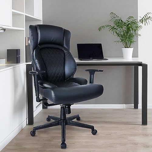 CLATINA Executive Office Chair with Headrest, Armrest, and Lumbar Support - Ergonomic Leather (2 Pack)