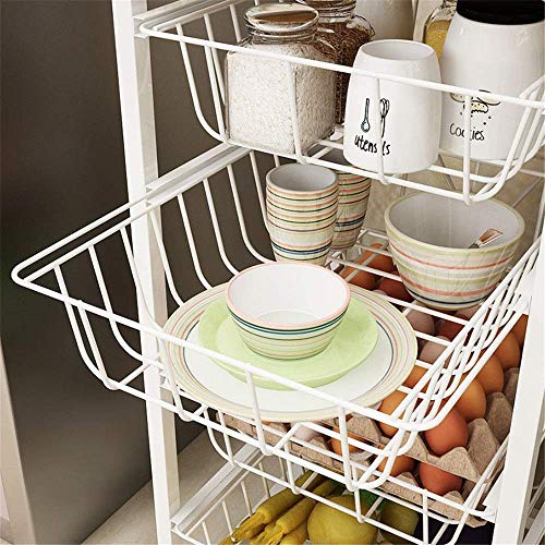 3-Tier Kitchen Trolley Cart with Lockable Caster Wheels - Wood - 80x48x33 cm