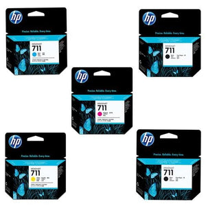 HP 711 Ink Cartridge T120 Printer Bundle 1 Consists of 2X 711 80ml Black Ink Cartridge, 711 3-Pack 29-ml Cyan, 711 29ml Magenta Ink Cartridge 3 Pack, 711 29ml Yellow Ink Cartridge 3 Pack