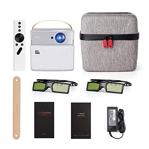 XGIMI CC Aurora Mini 3D DLP Projector, Built-in JBL Speaker and 20000 mAh Battery, Native 720p Support 1080P 4K+DLP Link Active 3D Glasses