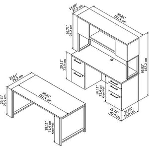 Bush Business Furniture 400 Series 60W x 30D Table Desk, Credenza with File Drawers and Hutch in Natural Maple