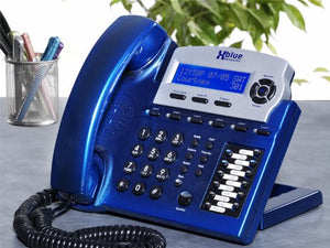 Xblue XB2022-28-VBX16 6-Line Small Office Phone System with 8 Vivid Blue X16 Telephones - Auto Attendant, Voicemail, Caller ID, Paging & Intercom