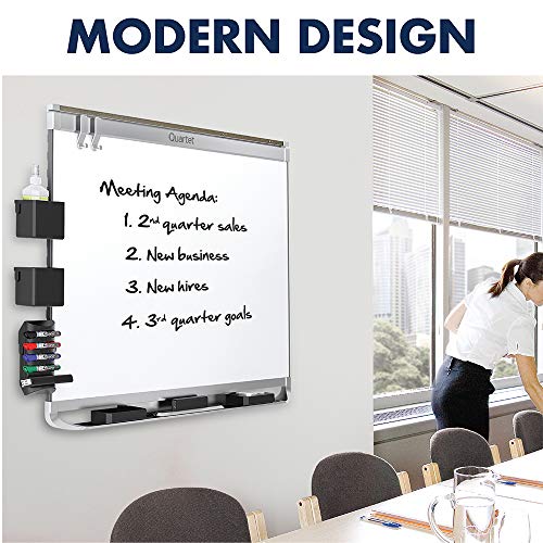 Quartet Magnetic Whiteboard, Porcelain, White Board, Dry Erase Board, 6' x 4', Black Frame, Prestige 2 Duramax (P557BP2)