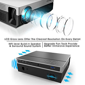 1080P Projector, CiBest Upgraded Native 1080P 3600 Lux Projector HD Video Movie LED Projector for Home Theater Entertainment Parties Games [2018 Newest Model]