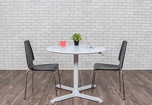Luxor 36" Pneumatic Height Adjustable Round Cafe Table - Gray