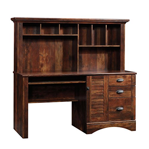 Sauder 420475 Harbor View Computer Desk, L: 62.21" x W: 23.50" x H: 57.36", Curado Cherry Finish