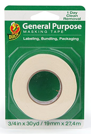 Duck Brand 394706 General Purpose Masking Tape, 0.75-Inch by 30-Yard, Single Roll, Beige