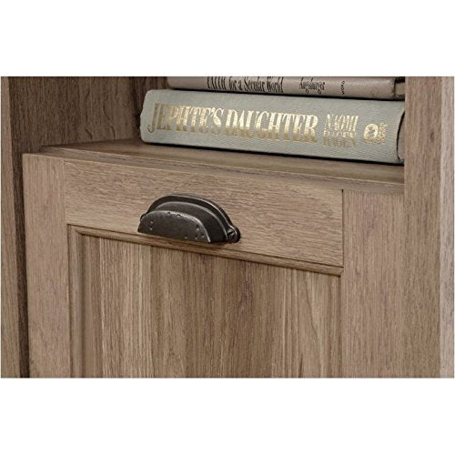 Pemberly Row Home Office L Shaped Corner Desk with Computer Tower Storage Salt Oak Finish