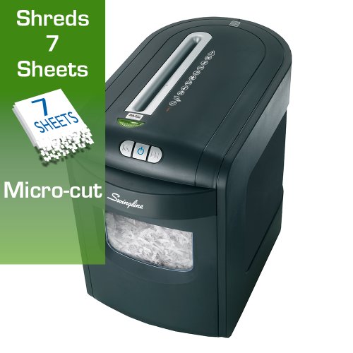 Swingline Paper Shredder, 7 Sheet, Micro-Cut, Jam Free, 1-2 Users, EM07-06 (1757395)