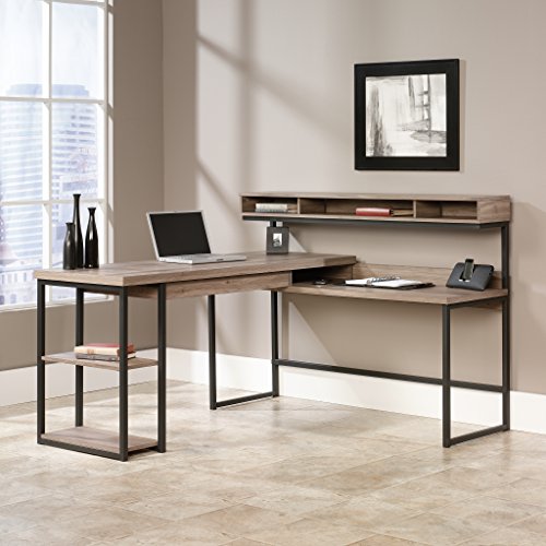 Sauder 414417 Transit L-Desk, L: 60.71" x W: 59.06" x H: 42.52", Salt Oak finish