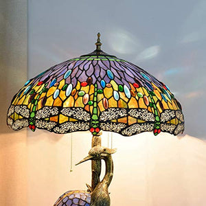 Xihe Tiffany Antique Table Lamp 20 Blue Dragonfly Glass Lampshade