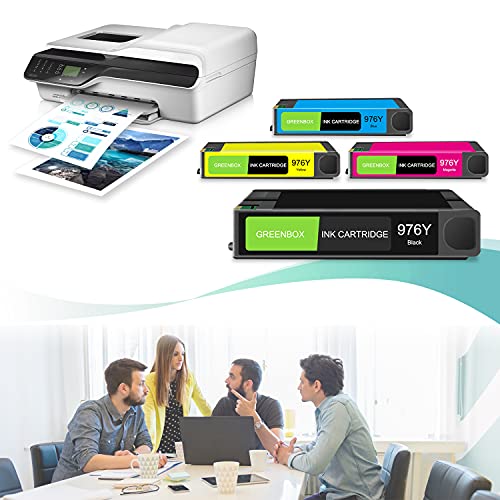 GREENBOX Remanufactured Ink Cartridge Replacement for HP 976Y 976Y for HP PageWide Pro 552dw 577dw MFP Printer 577z MFP Printer（1 Black 1 Cyan 1 Magenta 1 Yellow）