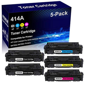 5-Pack (2BK+C+Y+M) Compatible Imaging Toner Cartridge High Yield Replacement for HP 414A | W2020A W2021A W2022A W2023A | Laser Cartridge use for HP Laserjet Pro M454 M454dw MFP M479 Printer (No Chip)