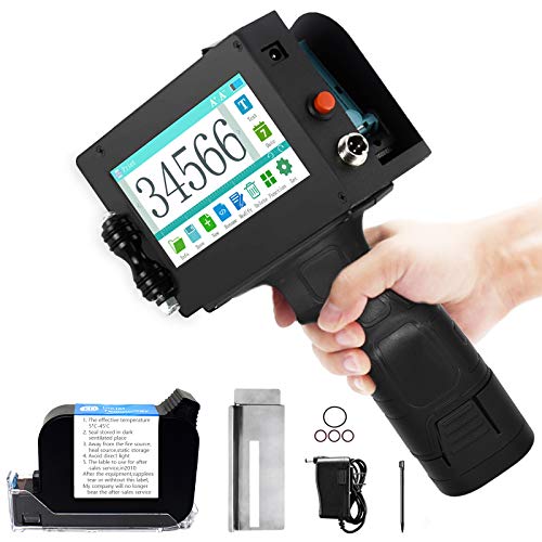 Varwaneo Portable Handheld Inkjet Printer,Quick-Drying Coding Machine Gun with led Touch Screen for Logo,qr Code,Bar,Prinker Tattoo,Graphic,Date,Counter,Label(Support 20 Languages)…