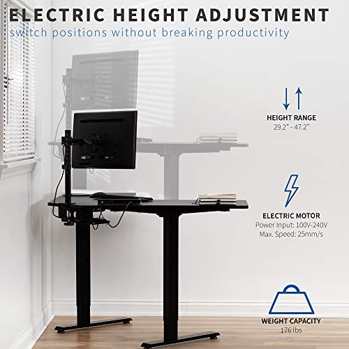 VIVO Electric Height Adjustable 47 x 47 inch Corner Stand Up Desk, Black 3-Piece Table Top, Black Frame, Complete Standing Workstation, DESK-E1L94B