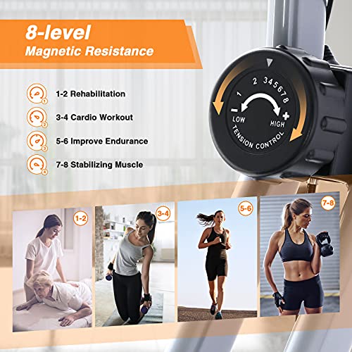 BCAN Folding Exercise Bike - Foldable Stationary Bike 330 LBS Weight Capacity, 8 Levels Magnetic Resistance for Home Gym