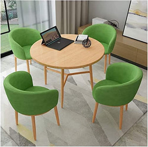 AkosOL Office Table and Chair Set - Wooden Round Table and Chair Combination - Green 70cm