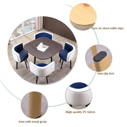 SYLTER Office Conference Dining Table Set with 4 Chairs and Coffee Table - Pink