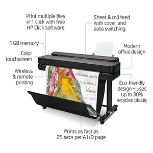HP DesignJet T650 Large Format Wireless Plotter Printer - 36", with Modern Office Design (5HB10A)