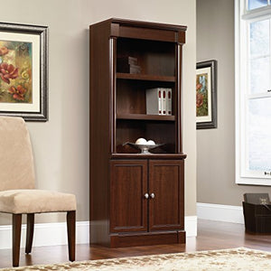 Sauder Palladia Library with Doors, Select Cherry Finish, 29.37" x 13.90" x 71.85