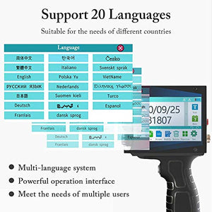 Varwaneo Portable Handheld Inkjet Printer,Quick-Drying Coding Machine Gun with led Touch Screen for Logo,qr Code,Bar,Prinker Tattoo,Graphic,Date,Counter,Label(Support 20 Languages)