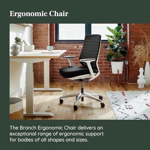Branch Ergonomic Chair - Adjustable Lumbar Support, Breathable Mesh Backrest - Black