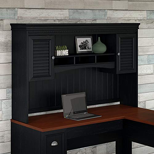 Bush Furniture Fairview Hutch for L Shaped Desk in Antique Black
