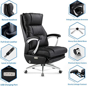 LEAGOO High-Back Electric Reclining Office Chair with Footrest