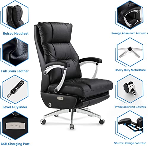 LEAGOO High-Back Electric Reclining Office Chair with Footrest