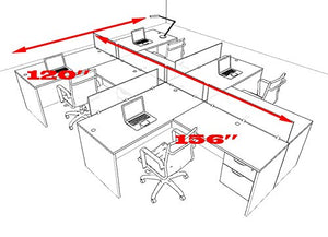 Four Person L Shaped Divider Office Workstation Desk Set, OT-SUL-SP58