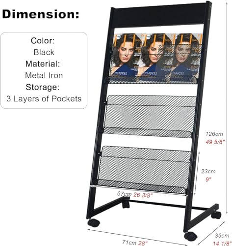 WEBERT Floor-Standing Magazine Rack with Wheels