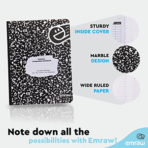 Composition Notebooks Bulk, Wide Ruled Writing Journals in Bulk, Marble Style Hard Cover Composition Book with Lined Paper, Bulk Student Notebooks for School Supplies, 100 Sheets, Pack of 288 - by Emraw