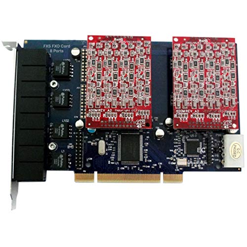 AsteriskStore TDM800P FXO Card with 8 FXO Ports and Echo Cancellation Module - PCI - Compatible with Asterisk, Issabel, FreePBX