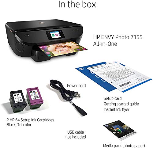 HP ENVY Photo 7155 All-in-One Photo Printer with Wireless Printing, HP Instant Ink, Works with Alexa (K7G93A)