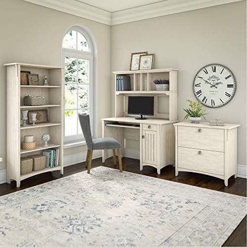 Antique White Computer Desk with Hutch Modern Writing Desk with Storage Shelves Office Desk Study Table Gaming Desk Workstation for Home Office Computer Desk with Drawers and Shelves
