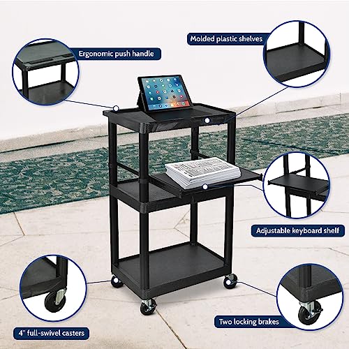 Luxor Heavy-Duty AV Cart - 3 Shelves Pullout (LT45-B)