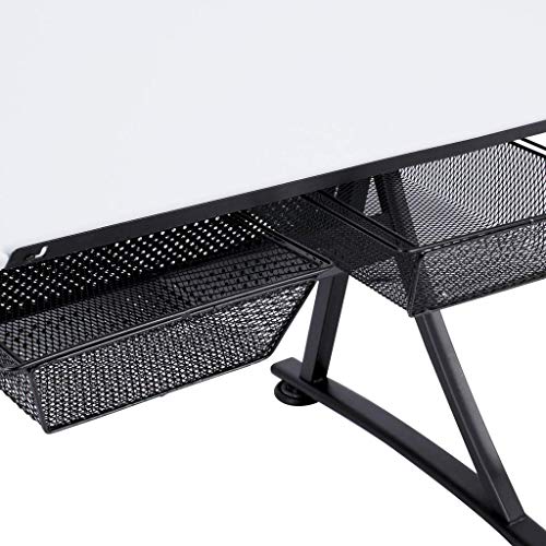 Lgan Drafting Table with Storage, Height Adjustable Tiltable Art Desk, PVC Panel Drawing Desk, for Work Study Painting Craft Table