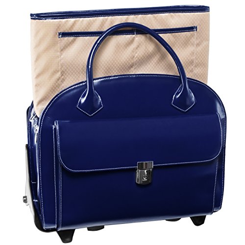 McKleinUSA Glen Ellyn 94367 W Series Italian Leather Detachable-Wheeled Ladies Briefcase (Navy)